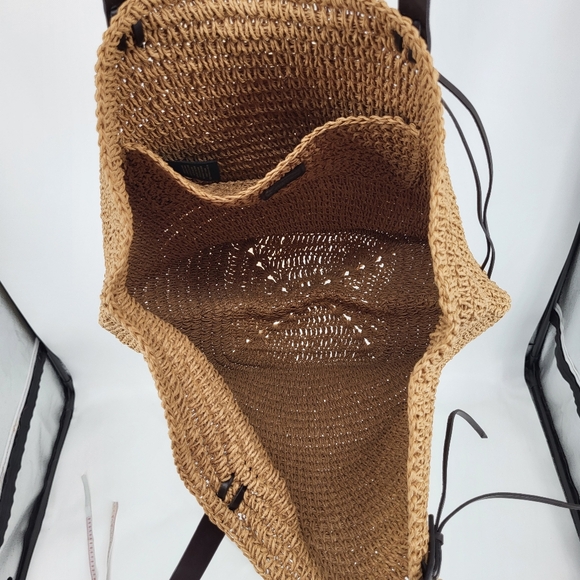 Ralph Lauren Beach Bag Woven Rattan Tote Tan Brown - Picture 4 of 7